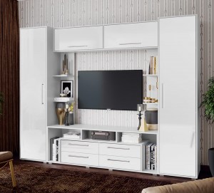 Гостиная Гармония МДФ (Миф) Белый Глянец/Белый